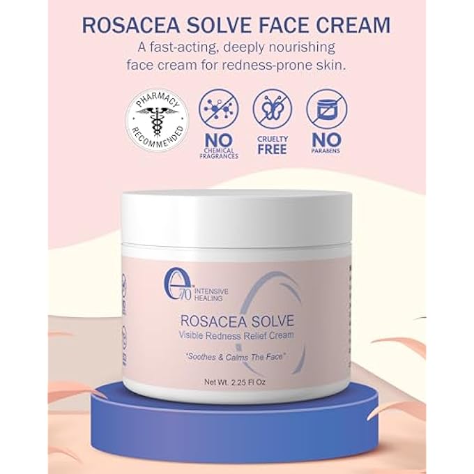 e70 ROSACEA SOLVE - REDNESS RELIEF CREAM - FACE MOISTURIZER FOR ROSACEA & ACNE PRONE SKIN - SENSITIVE SKIN CARE WITH ORGANIC INGREDIENTS, ALMOND OIL, LICORICE & CHAMOMILE EXTRACTS - NO PARABENS - Image 2